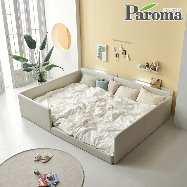 파로마-파로마 유어 LED 조명 낮은 저상형 패밀리 가족 침대 프레임 슬림 가드 E0등급 Q+Q
