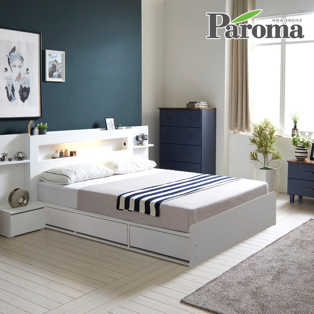 파로마-파로마 마커 LED 침대 하부수납형 3단서랍 퀸Q