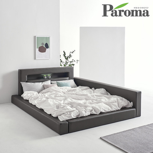 파로마-파로마 디어 LED 조명 낮는 저상형 침대 프레임 가죽 가드 E0등급  Q